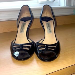 Jimmy choo black open toe heels